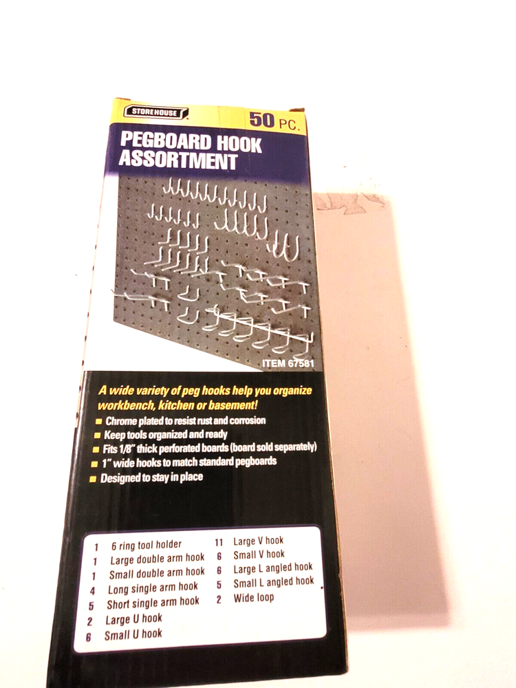 Storehouse 50pc. Pegboard Hook Assortment: Fits 1/8" Thick Boards