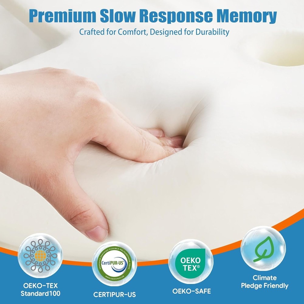 Ergonomic Grey Neck Pillows - Quality Memory Foam for Customized Comfort, 2-Pack