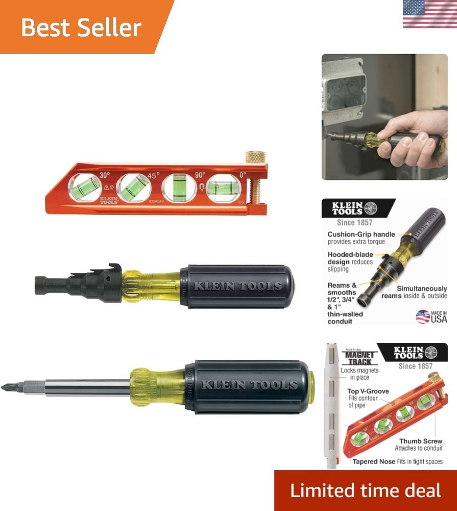 Klein 80073 Reaming Driver Kit with Conduit Reamer Magnetic Level Replacement