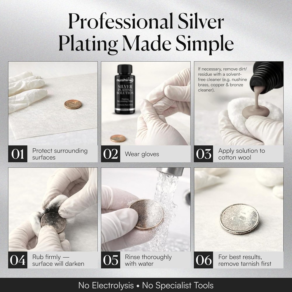 Silver Plating Solution 3.4 Oz - Permanently Plate PureSilver onto Worn Silve...