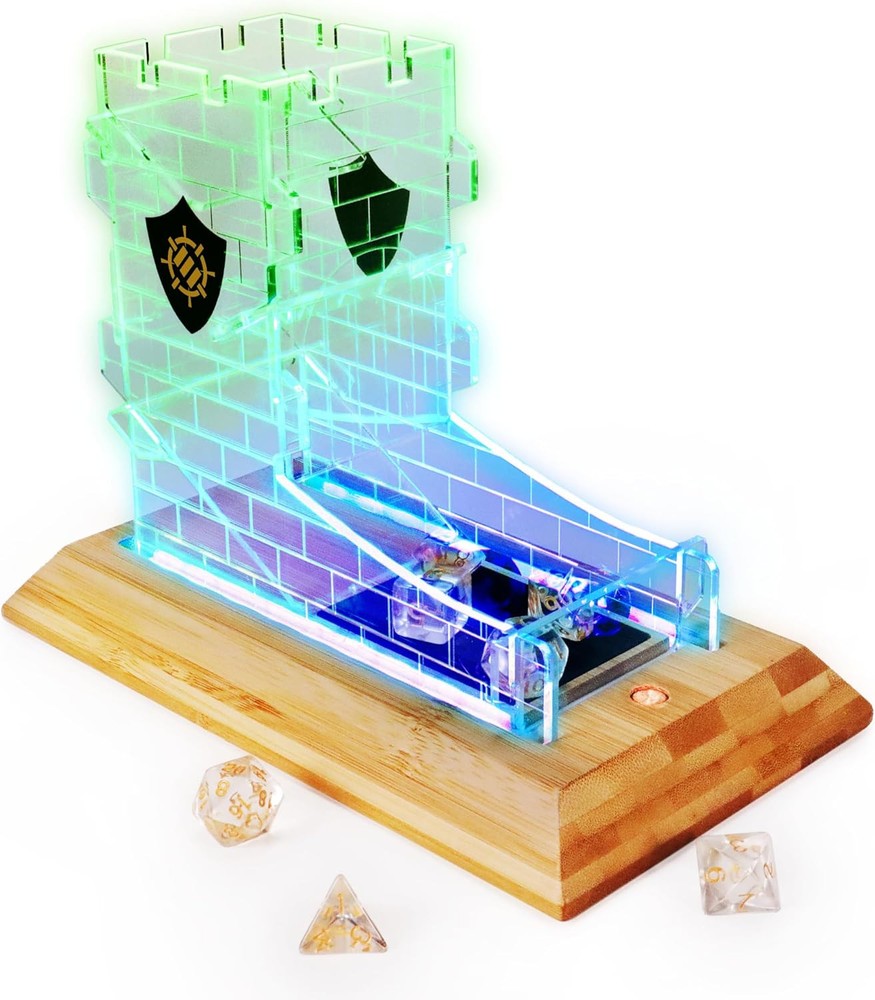 Tabletop LED Dice Tower with 7pc Dice Set