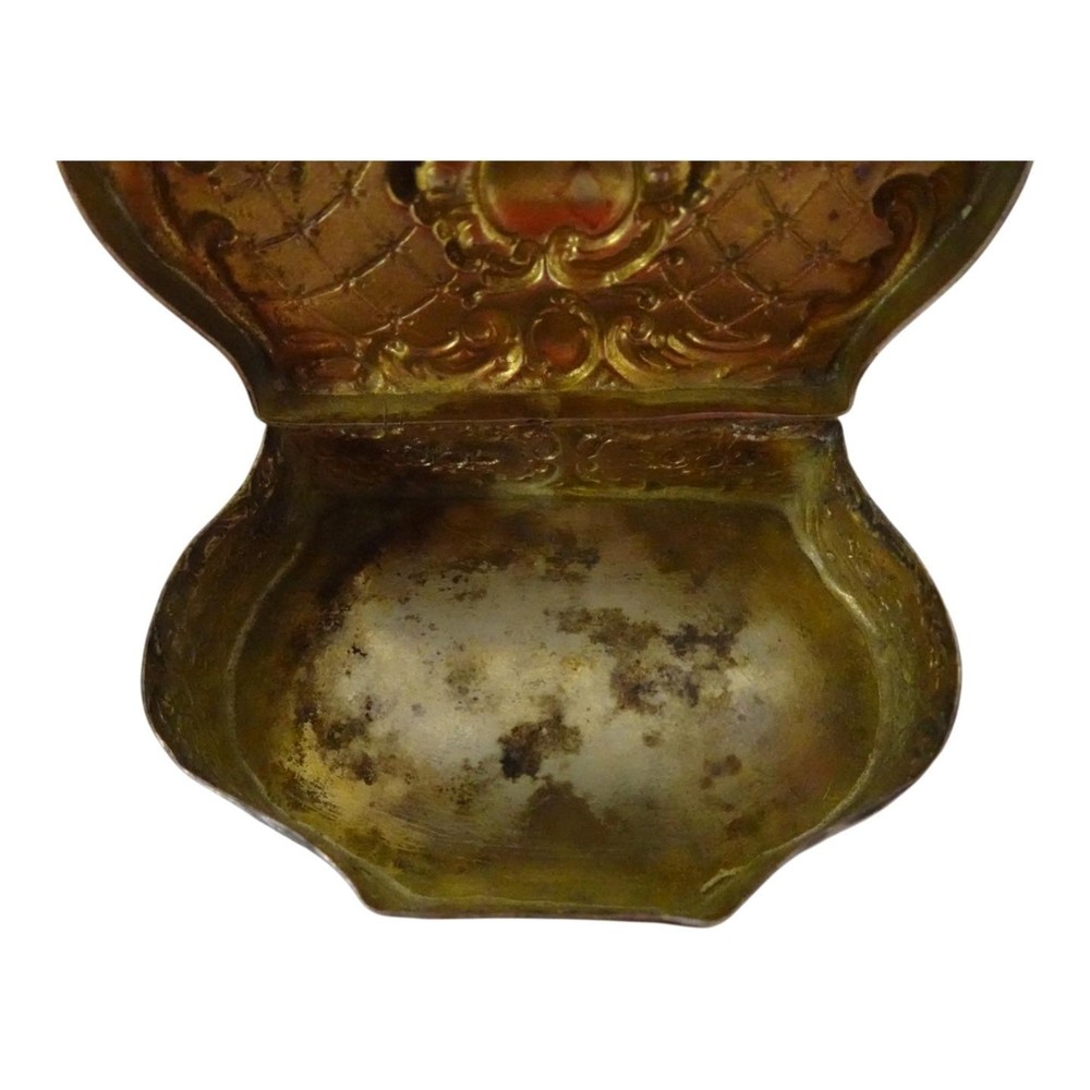 Silverplated Repousse Hinged Lid Snuff Trinket Box w Floral Pattern