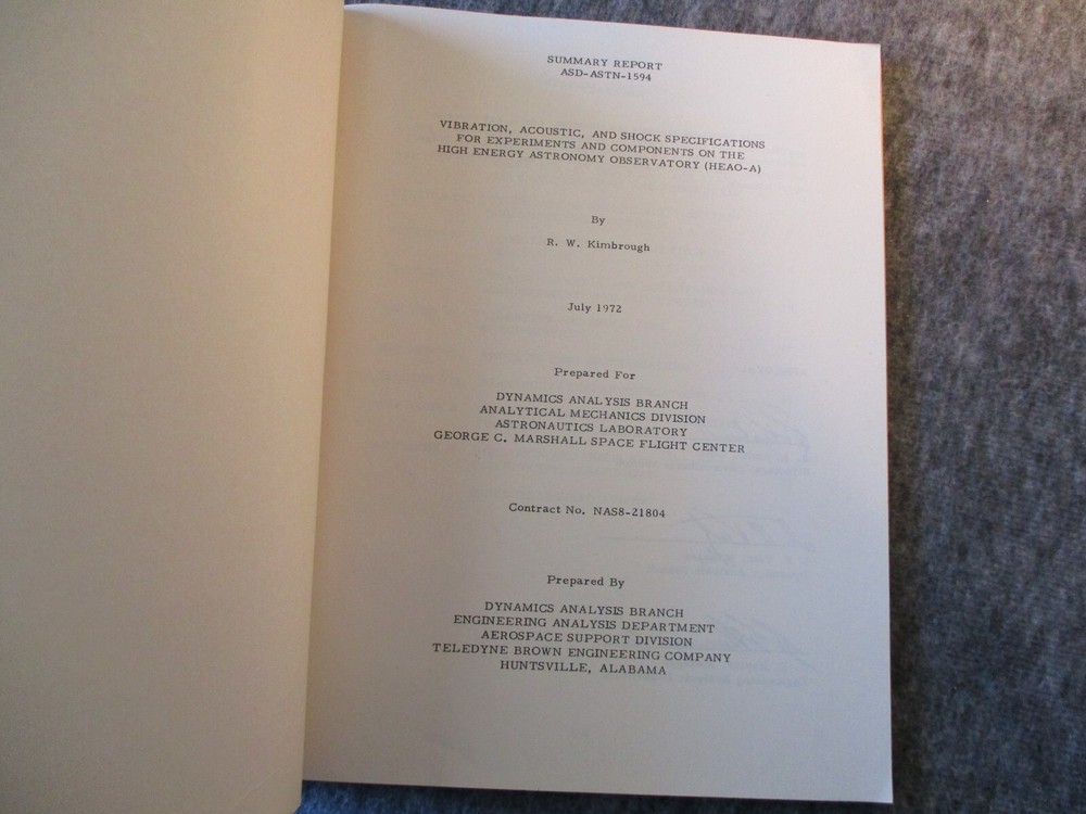 1972 TELEDYNE/NASA MSFC HEAO-A SUMMARY REPORT DEVELOPMENT/EXPERIMENTS