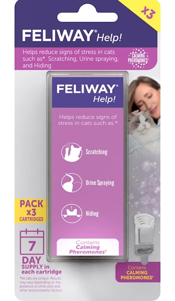 FELIWAY Help! Cat Calming Pheromone Refills (7 Days), 3-Pack Exp7/2025