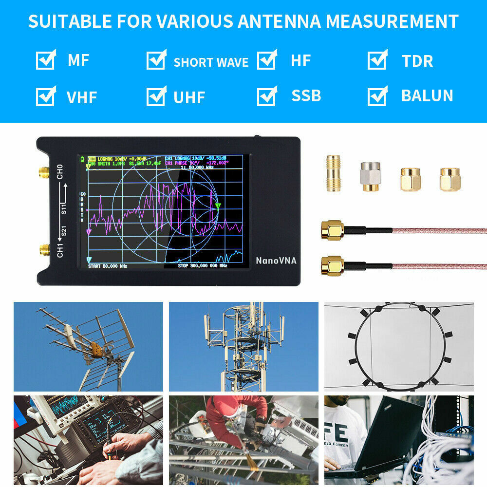 Tiny Antenna Analyzer USB 4'' LCD Touch Screen w/1950mAh Battery 50KHz-1.5GHz