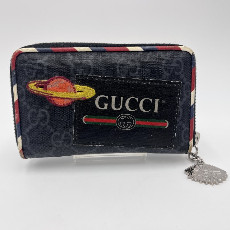 GUCCI Night Courrier GG Supreme Coin Case Navy UFO Tiger Patch