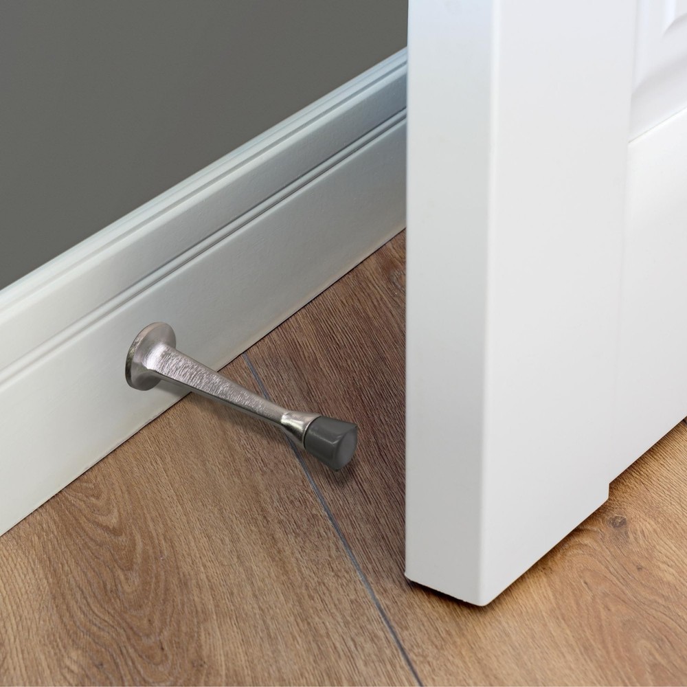 10 Pack Door Stop Wall Protector Satin Nickel Solid Steel Cast Rubber Tip