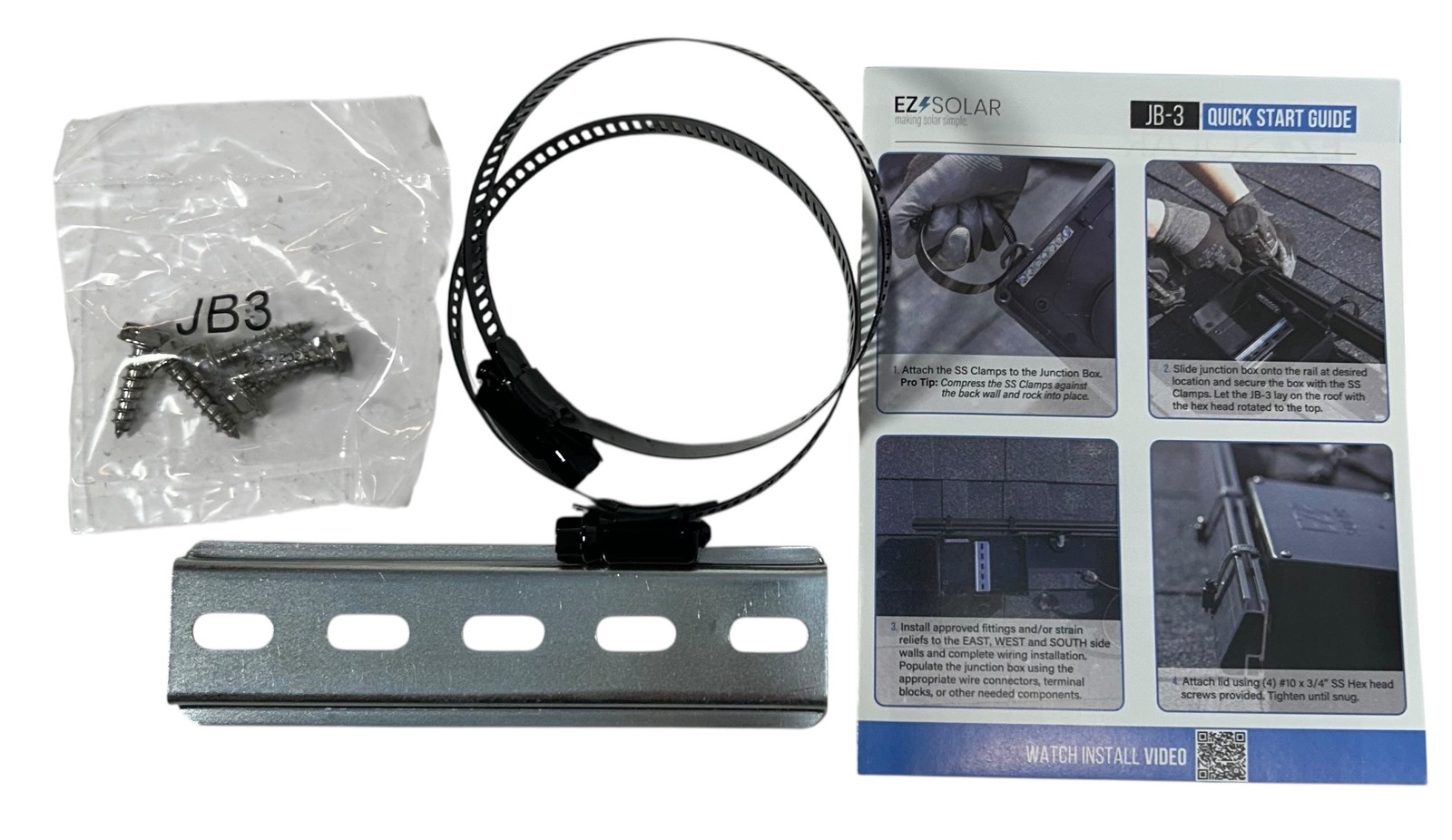 EZ Solar, JB‑3, Universal Rail/Panel‑Mount, PV Junction Box, (NEMA 3R)