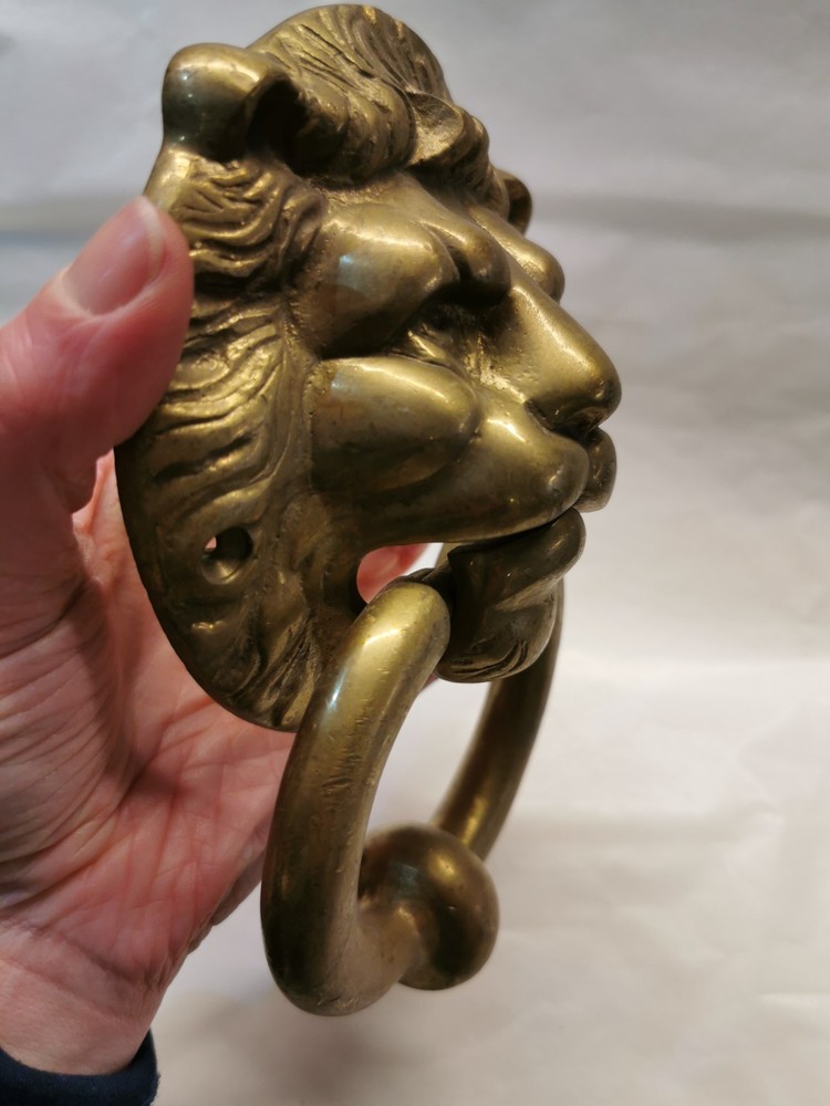 Vintage Solid Brass Round Lion's Face Door Knocker