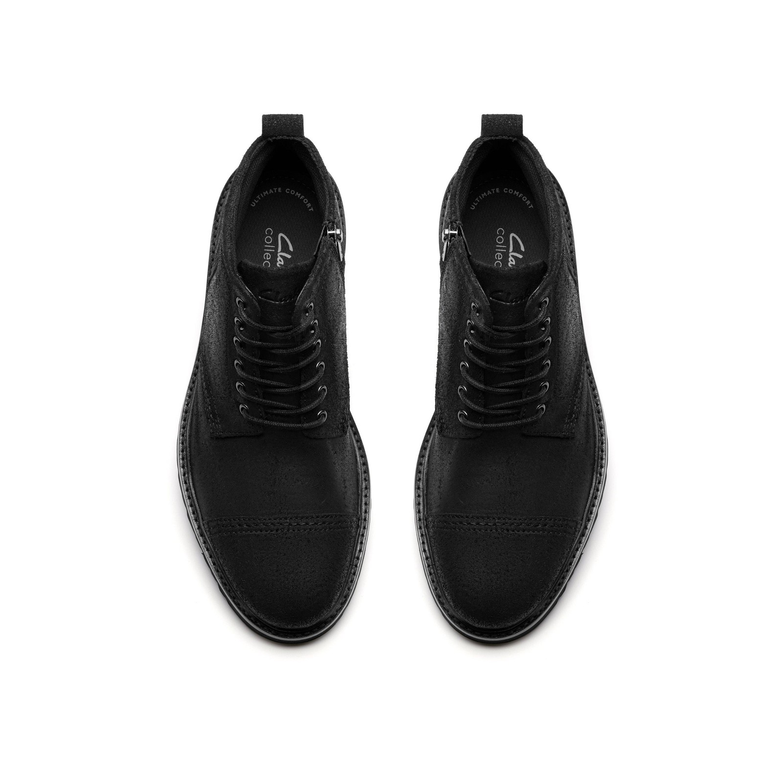 Clarks Mens Weltridge Zip Black Leather Casual Boots Shoes