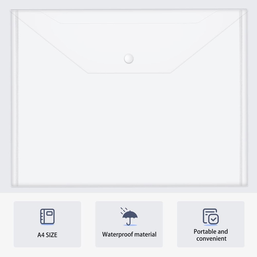 JIKIOU 30pcs Plastic Envelopes, Clear Reusable Poly Envelope Waterproof File ...