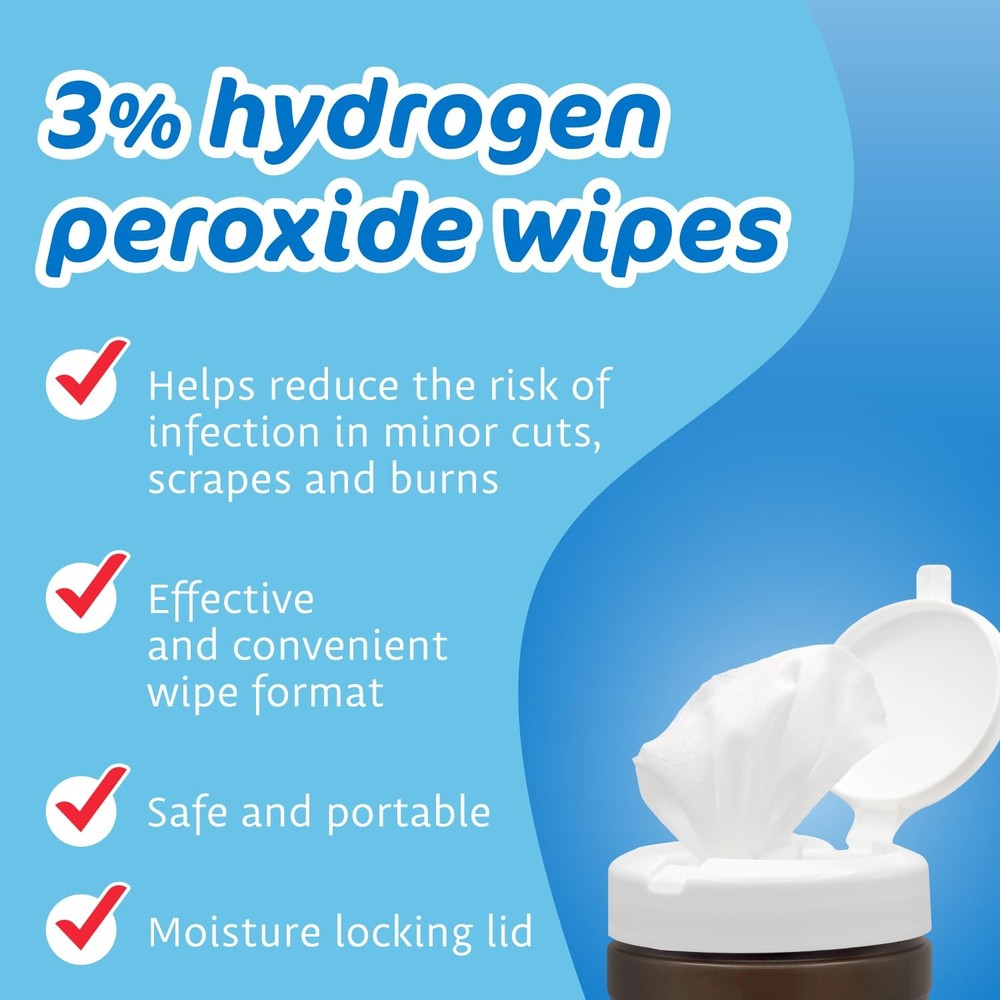 3% Hydrogen Peroxide Wipes 6 Cans 40ct Each