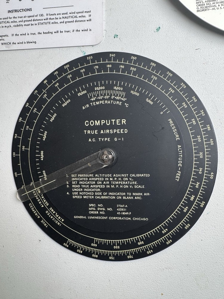 5 US Army Air Forces Flight Time Distance Computer Altitude Correction Air