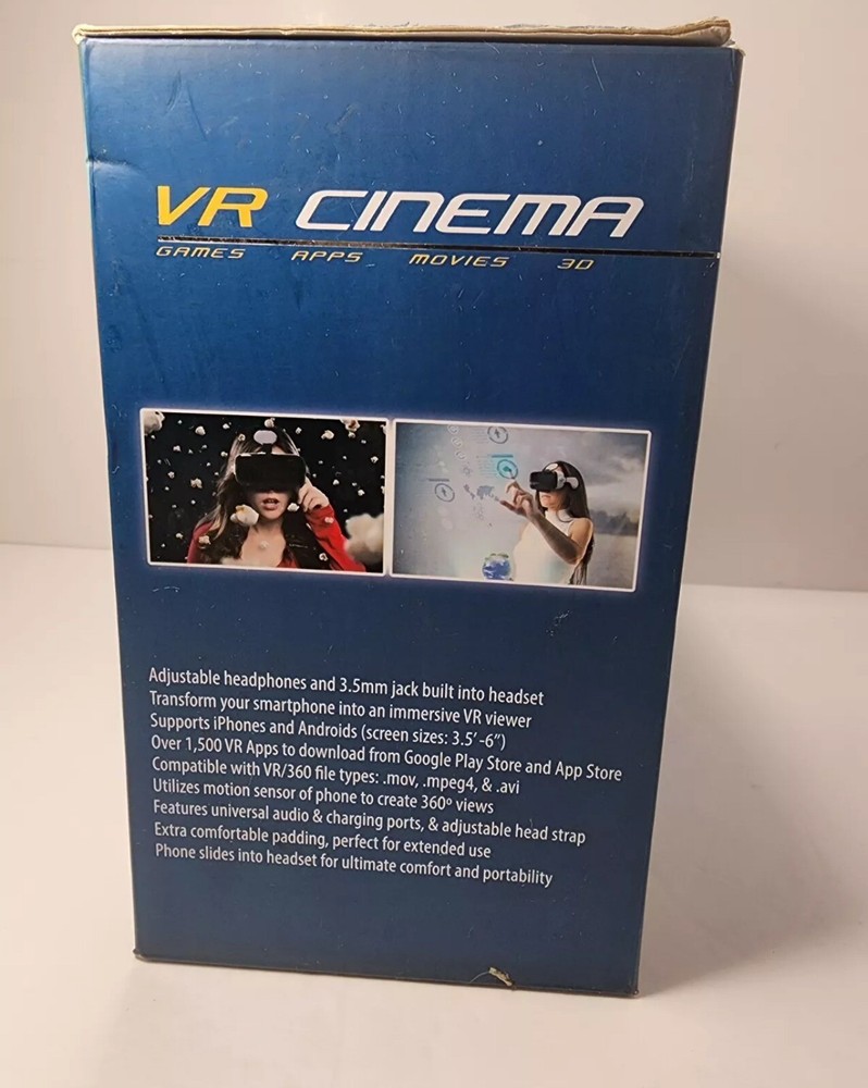 VR Cinema Viewer With Audio. Virtual Reality Headset.