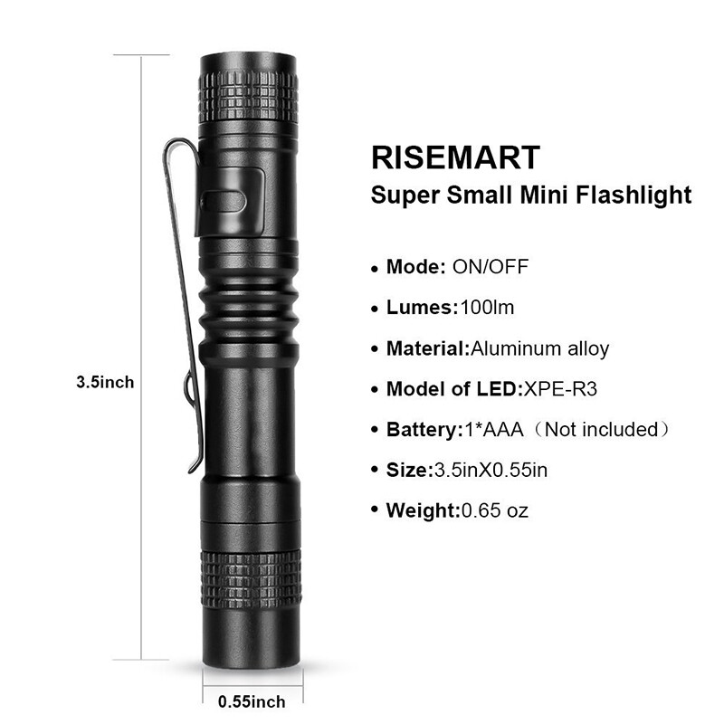 TACTICAL FLASHLIGHT SMALL LED Torch Light Mini Pen Super Bright TINY Penlight ✔