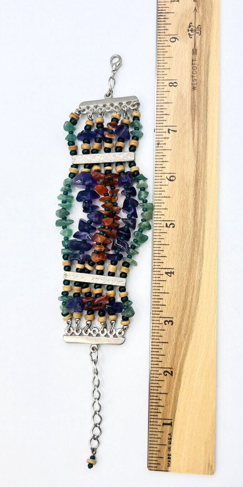 Multicolor Beaded Gemstone Chip Bracelet