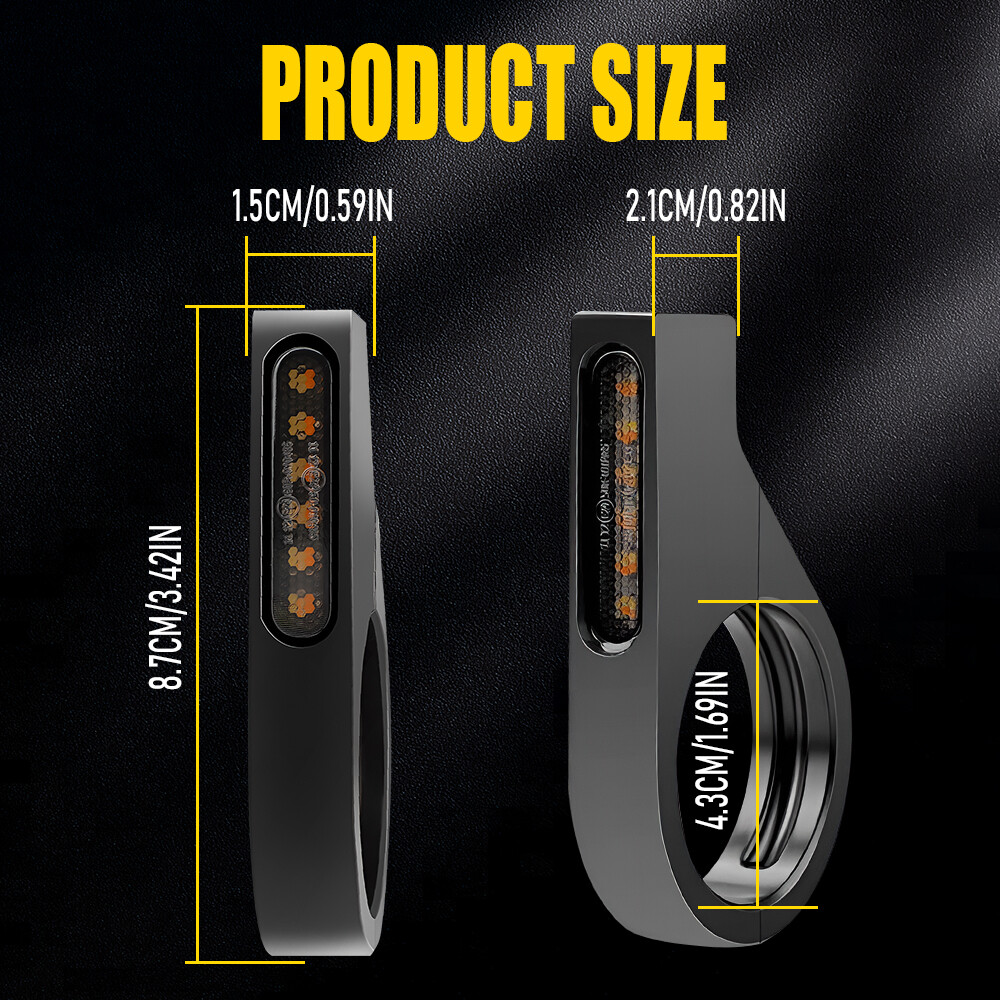 2X Front Motorcycle 39mm Fork White Amber LED DRL Turn Signal Light Indicator