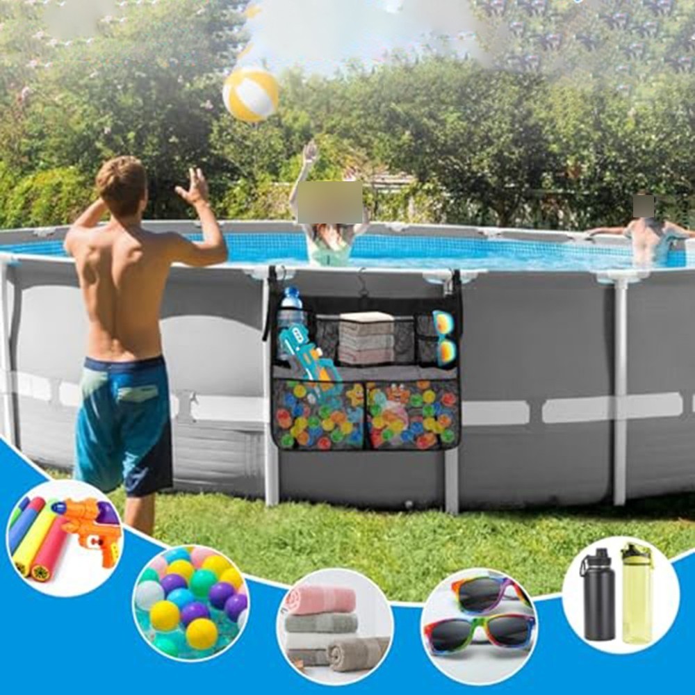 Efficient Pool Storage Bag with Adjustable Hooks for Easy Installation