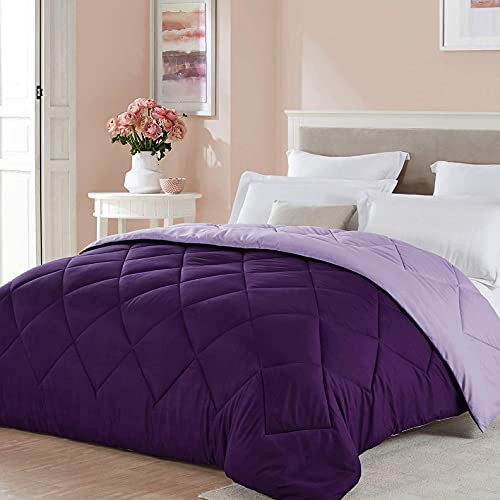 Size Reversible Comforter Lightweight Microfiber Fill All Full/Queen Plum