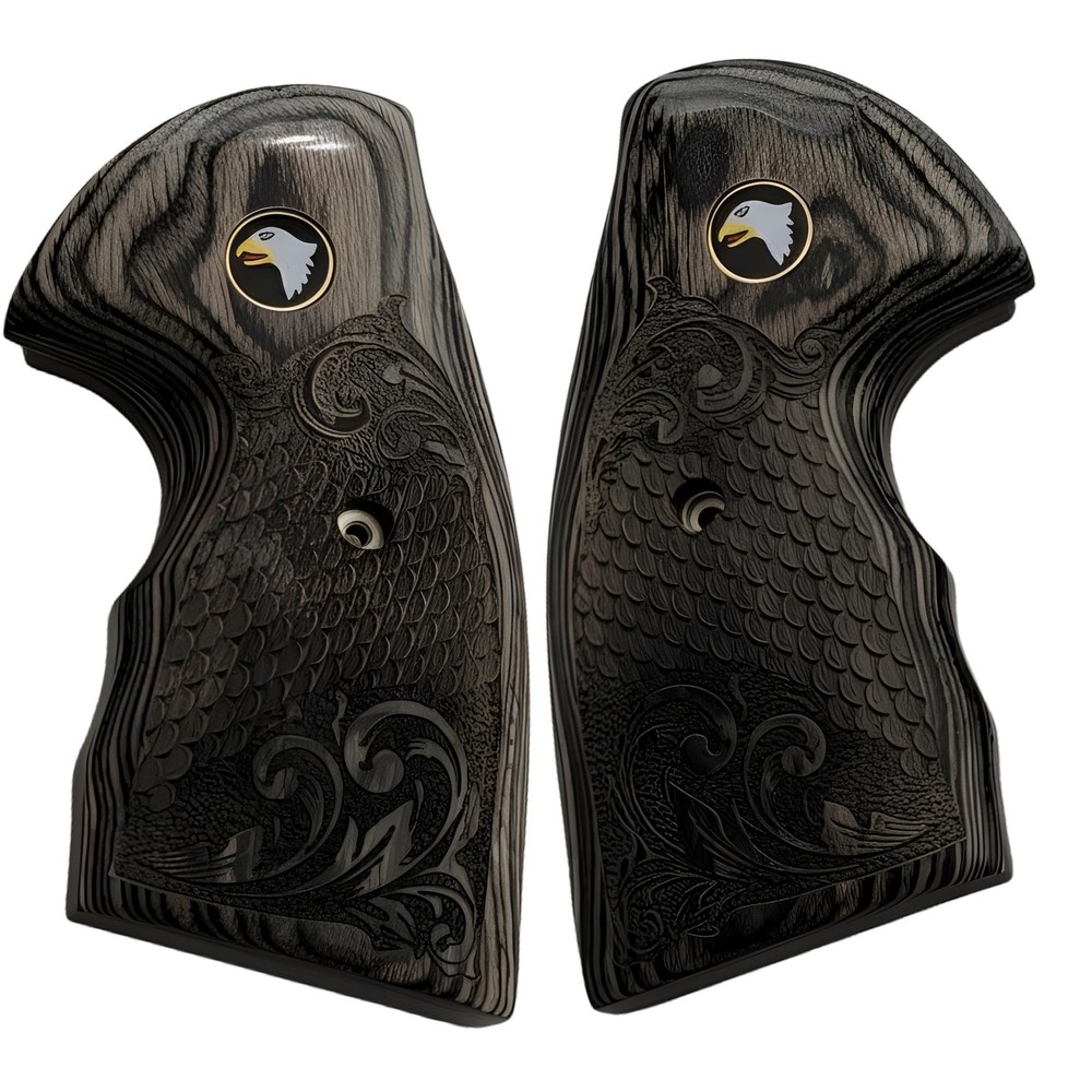 Colt Python Black Rosewood with Scrollwork and Scales Grips with Screaming Eagle