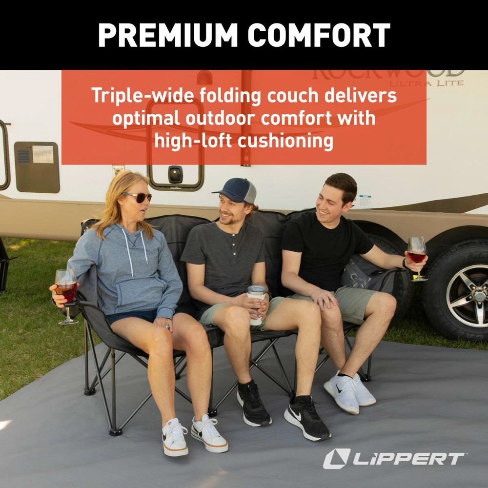 Lippert 2022114796 Campfire Folding Sofa, Dark Grey