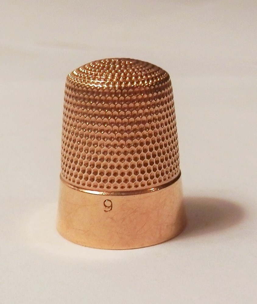 Vintage Solid 14K Yellow Gold Sewing Size 9 Thimble 3 Initial Monogram