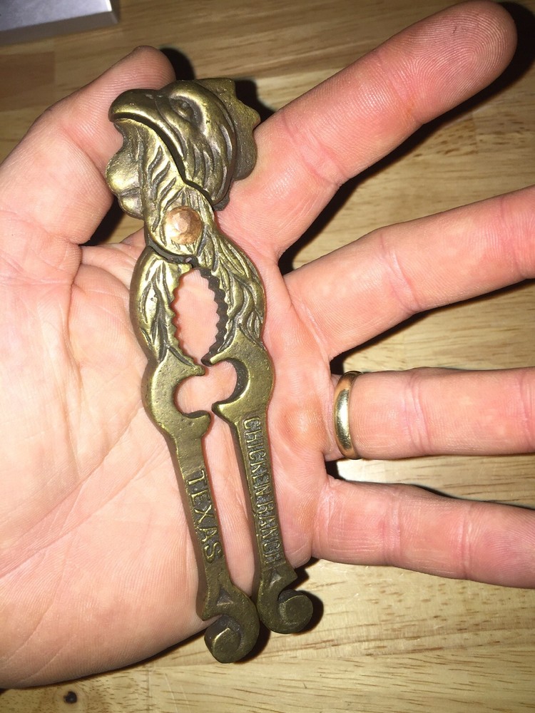 Nutcracker Nut Cracker Christmas Chicken Ranch HOLIDAY Brass METAL Hefty TEXAS