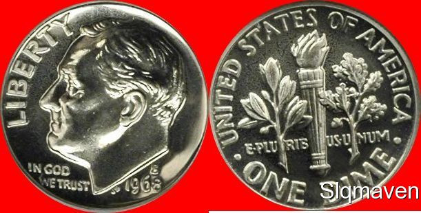 1968 S Roosevelt Dime Gem Proof