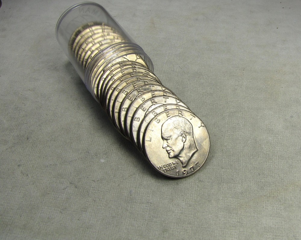 1977-D Brilliant Uncirculated Eisenhower Ike Dollar Roll - 20 Coins