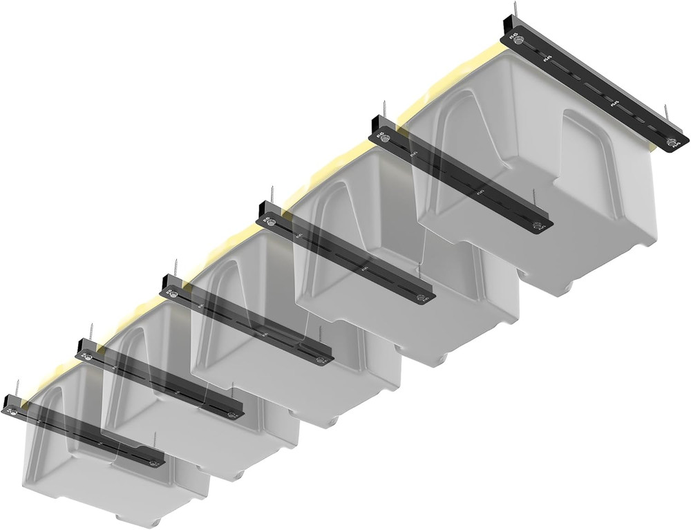 Garage Ceiling Bin Storage Rack, Adjustable Heavy Duty Overhead Tote Storage Rai