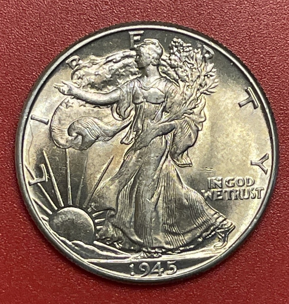 1945 P Walking Liberty Silver Half Dollar, Gem Uncirculated.