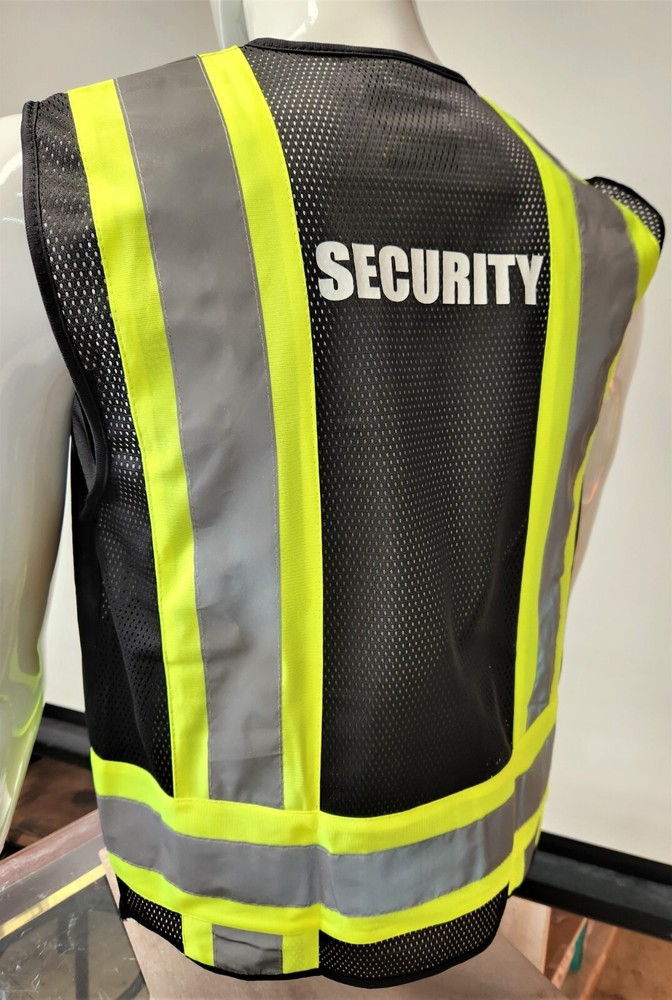 Two Tone High Visibility Reflective BLACK Security Safety Vest