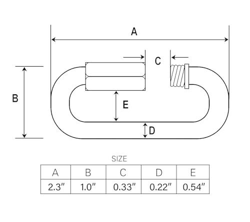 2.3 Inch 304 Stainless Steel Carabiner and Stainless Steel Chain Quick 2.3inch
