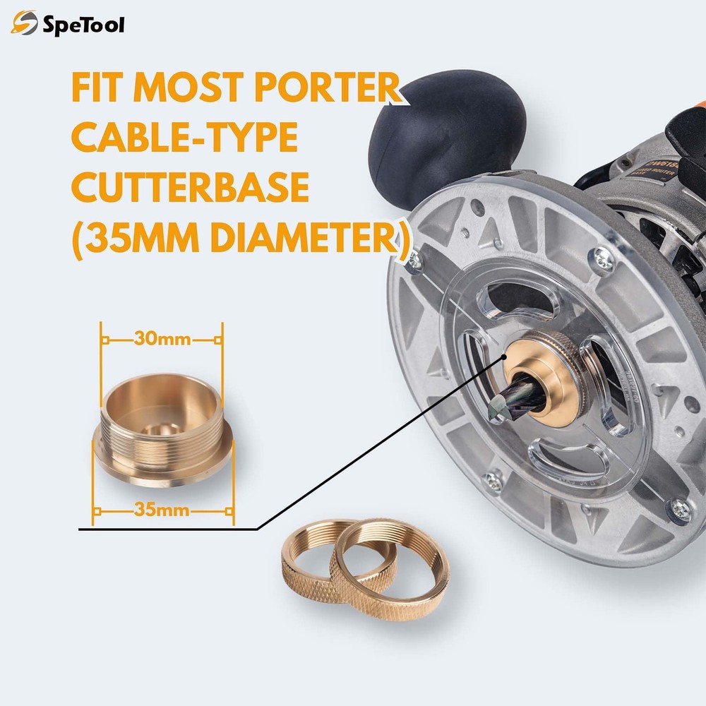 SpeTool 10-Piece Solid Router Guide Brass Router Template Bushing Guide Set with