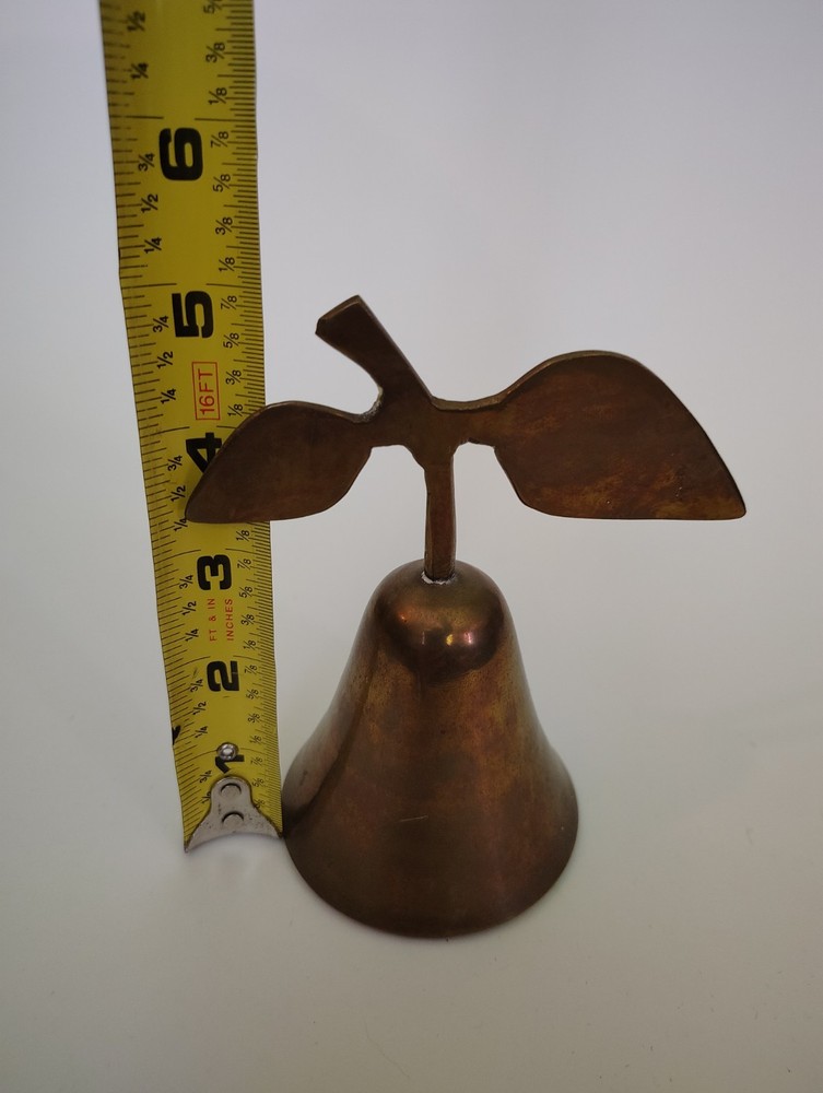Vintage Brass Bell With Leaf Handle 5"