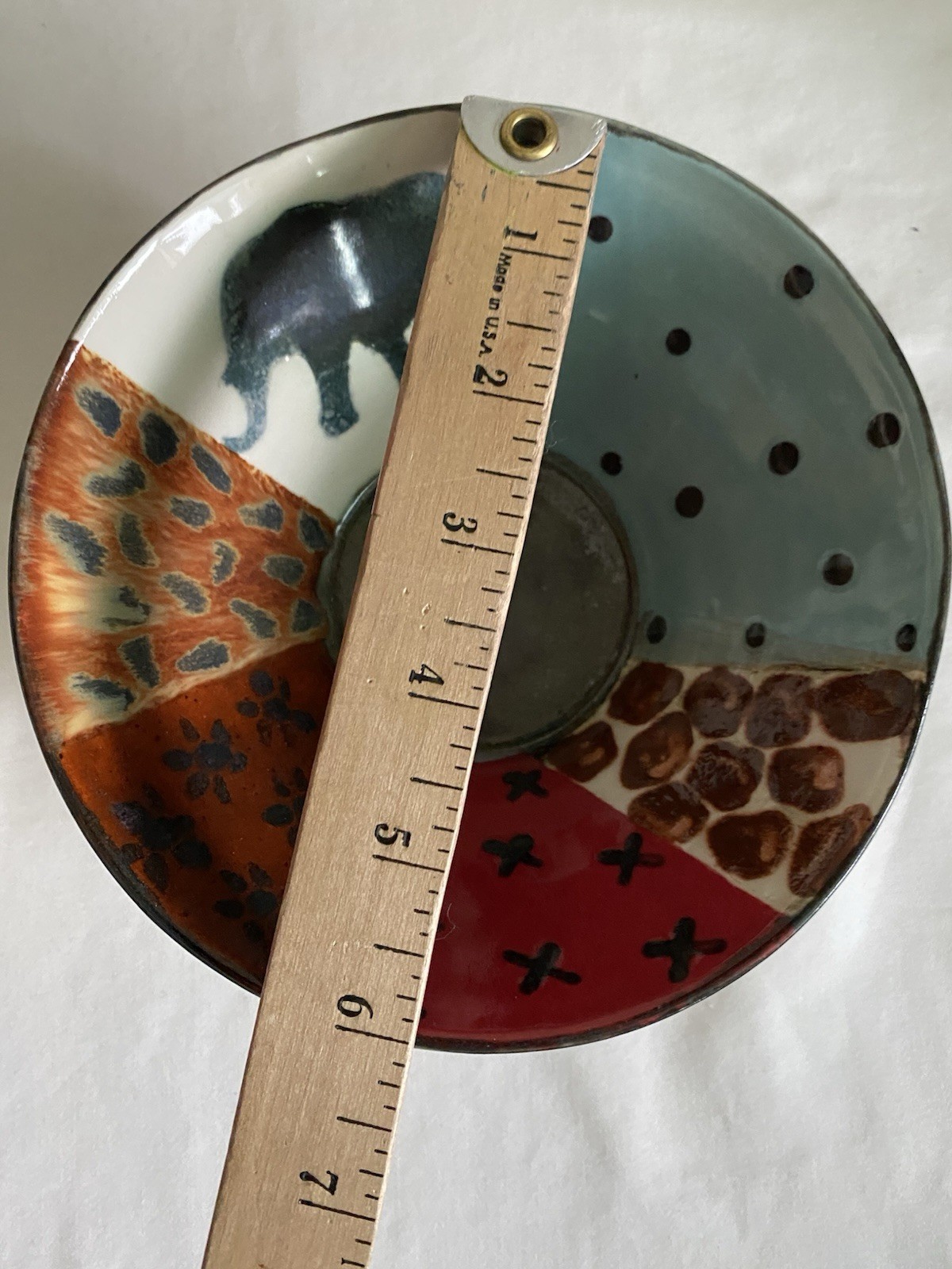 Pair VTG Elsona South African Hand Painted Ceramic 6" Bowls Elephant Signed