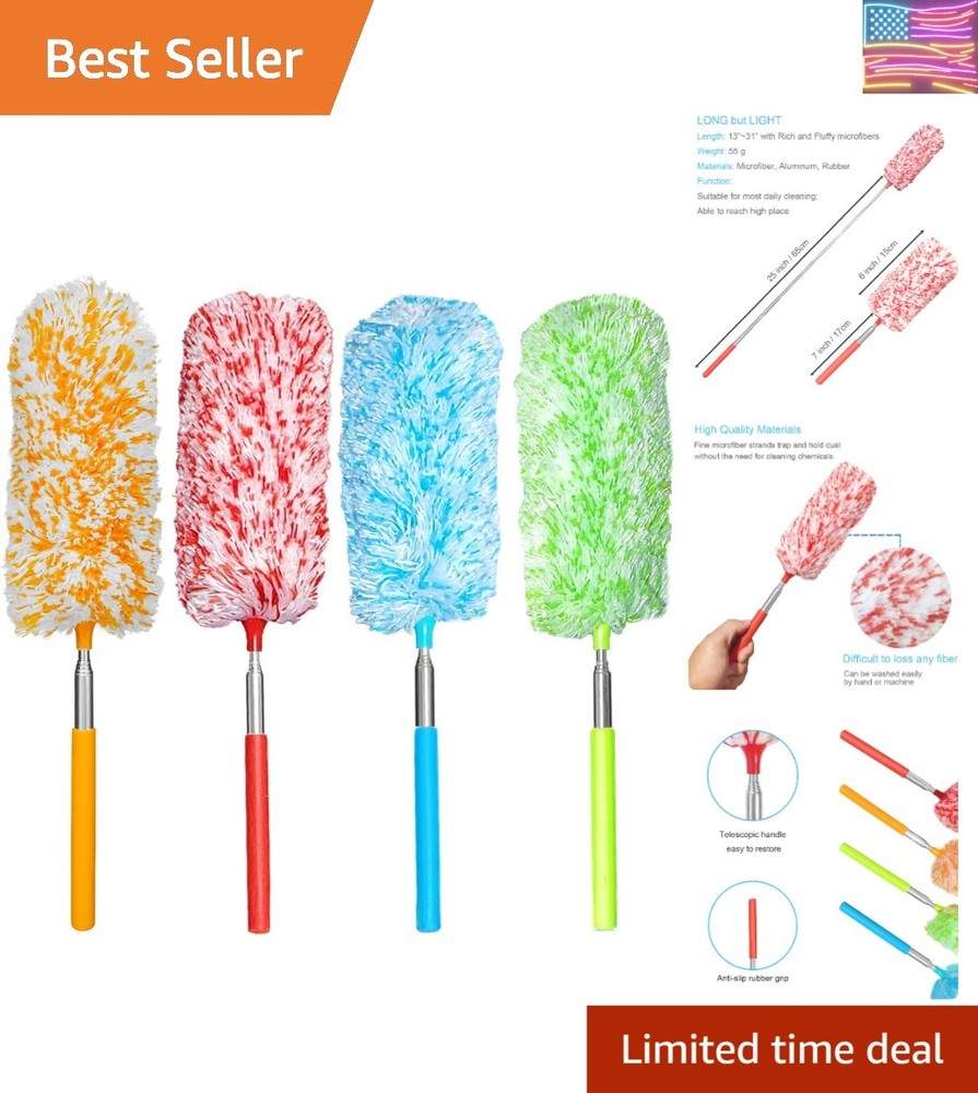 4 Pcs, [Microfiber] Hand [Duster] [Washable] Microfibre Cleaning Tool Extenda...