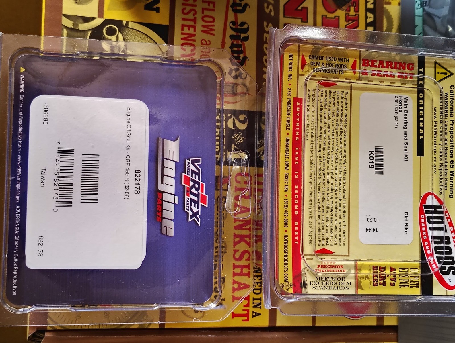Hot Rods Bottom End Crankshaft Rebuild Kit 2002 2003 2004 2005 Honda CRF 450R