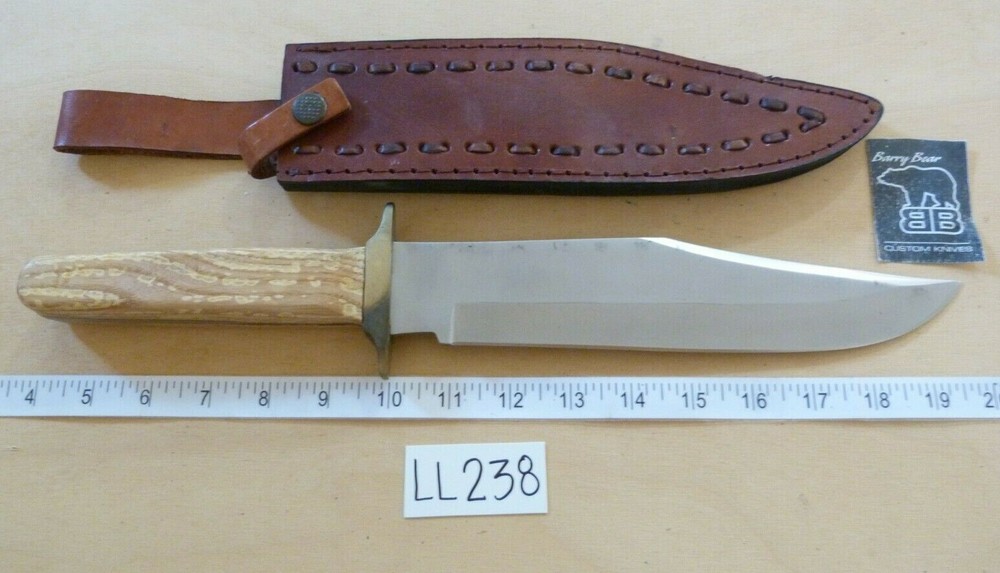 Handmade Barry Bear Custom 15.75" Fixed Blade Knife & Leather Sheath -LL238