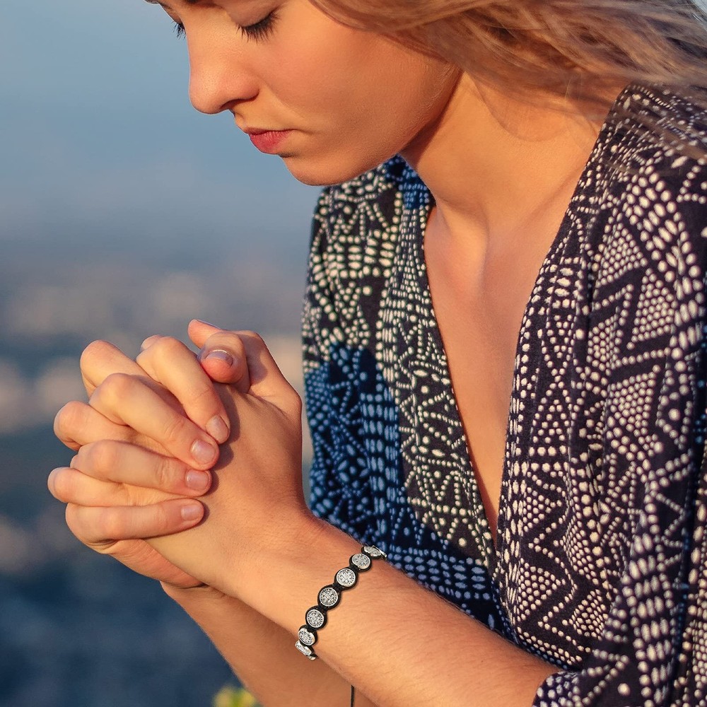 Hicarer 6 Pcs Saint Benedict Bracelets Protection Adjustable Handmade Black C...