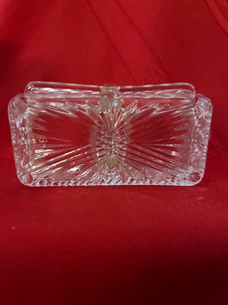 Master Salt Cellar EAPG Clear Glass Handled Divided Trinkets Condiment Packets