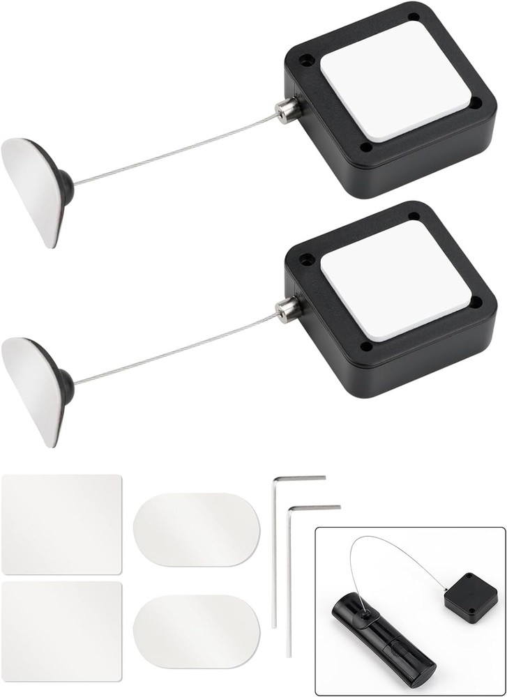 EKZ 6.5 ft Retractable Remote Control Cable Tether Lock with 2 Pcs, Black