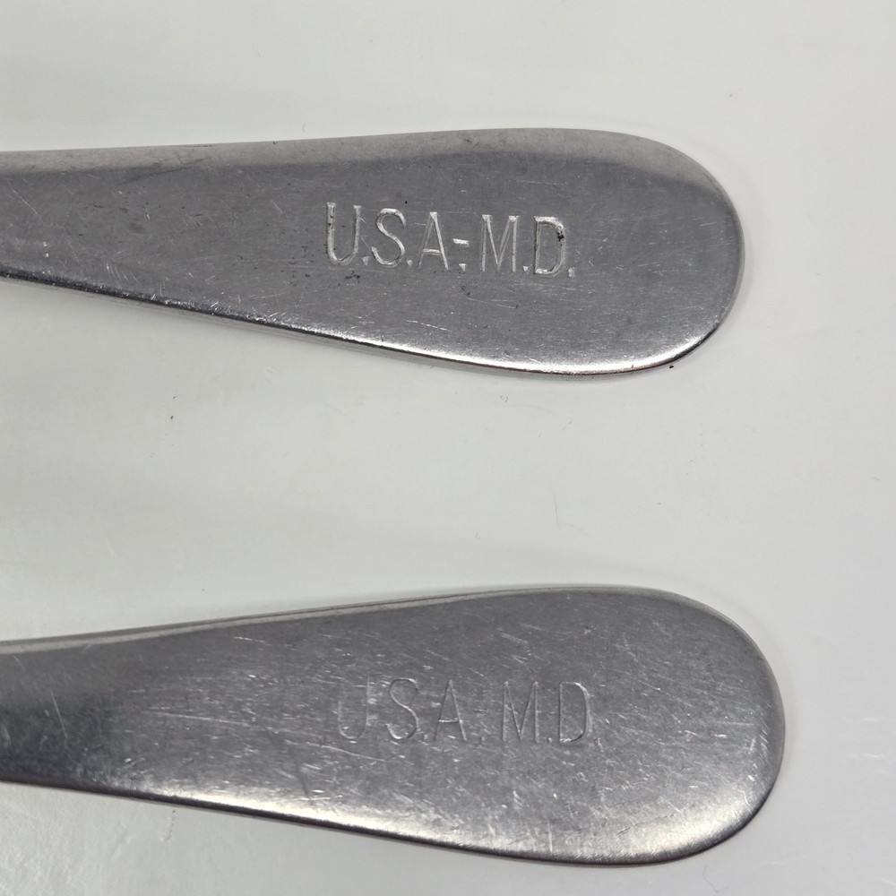 (2) Vintage WW2 Mess Hall Spoon Stainless USA-MD Military Modernaire 8 1/4 In