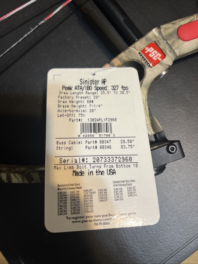 PSE Sinister AP Left Hand 60#