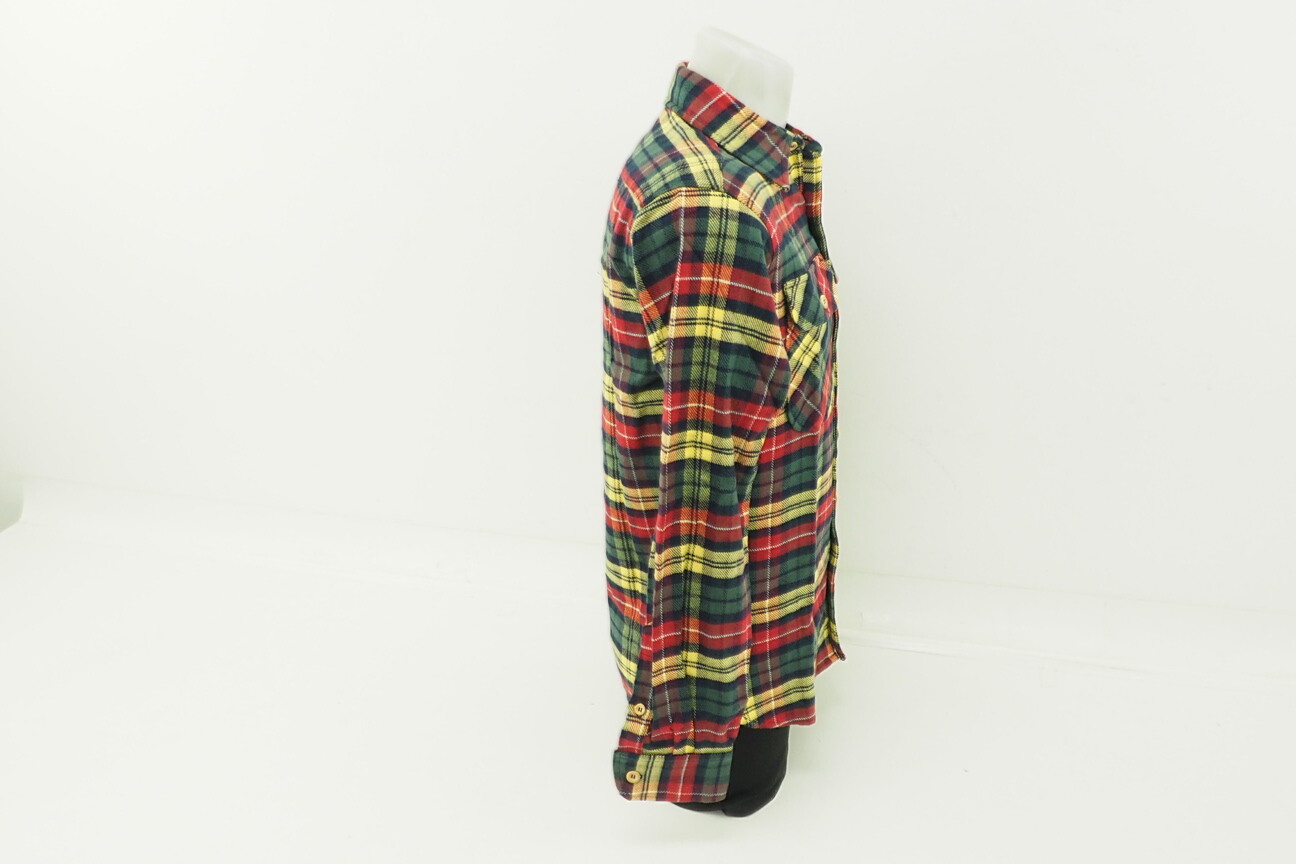 New! Coalatree Organics Flannel Long Sleeve Red Yellow Button Up Medium Shirt