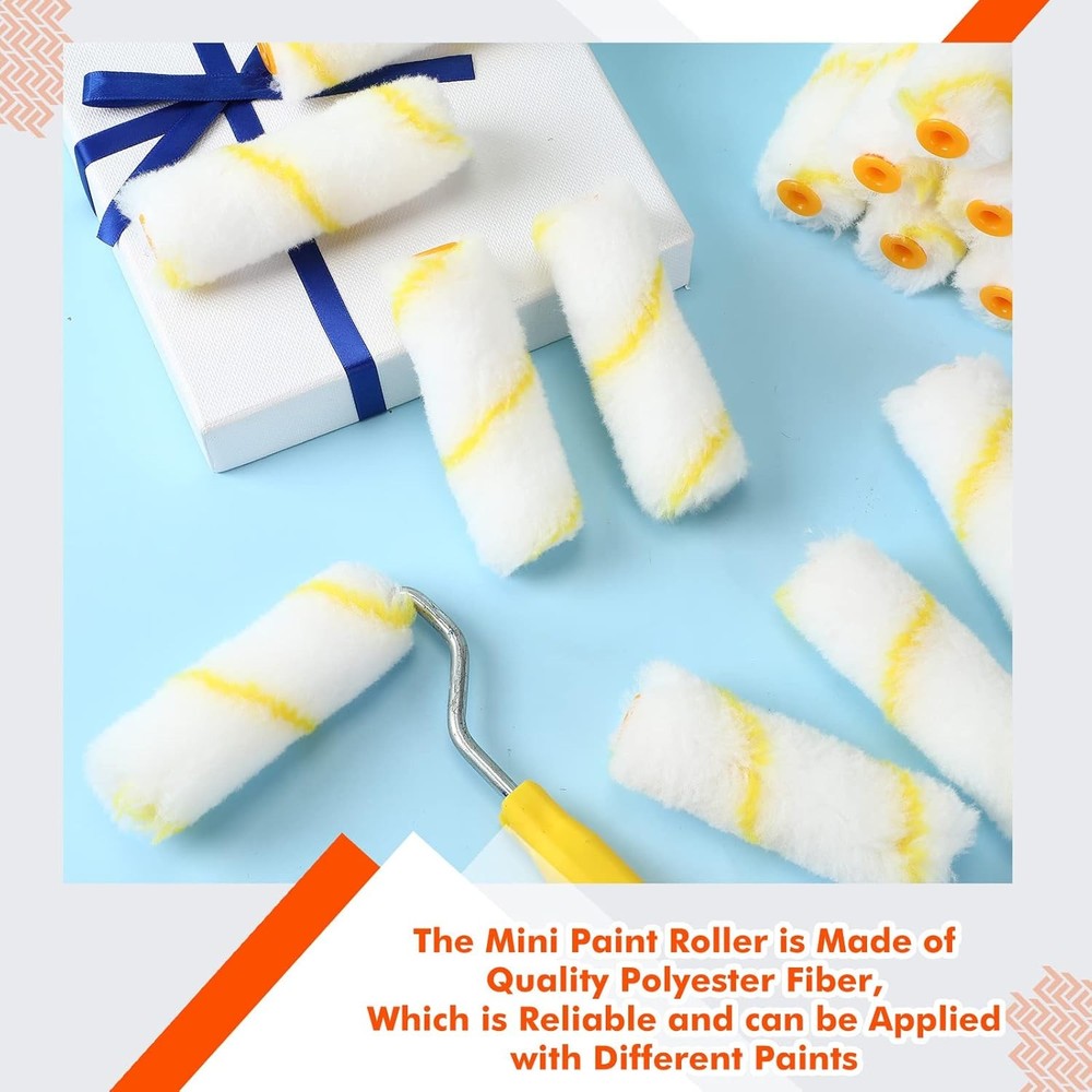 300 Pcs 4 Inch Mini Paint Roller Cover 1/2" Nap Small Microfiber Roller Covers