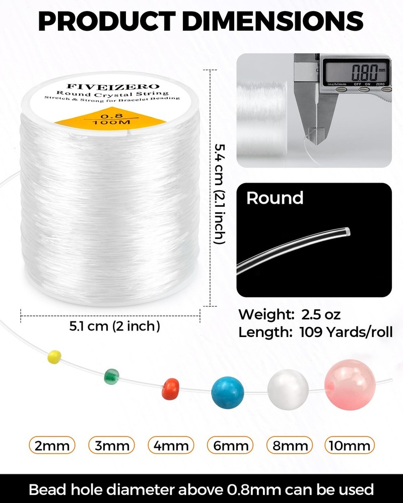 2 0.8mm Round Crystal Clear (2 Pack), Pack)