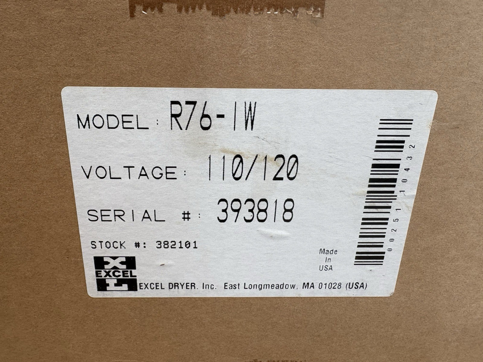 EXCEL Dryer R76-IW Sensor Activated Recessed Hand Dryer 110/120 Discontinued NOS