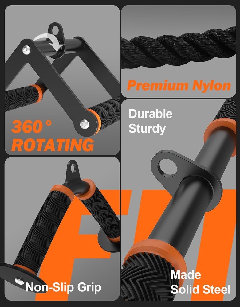 Cable Machine Attachment Set for Gym & Home Workouts, Lat Pulldown Attachments w