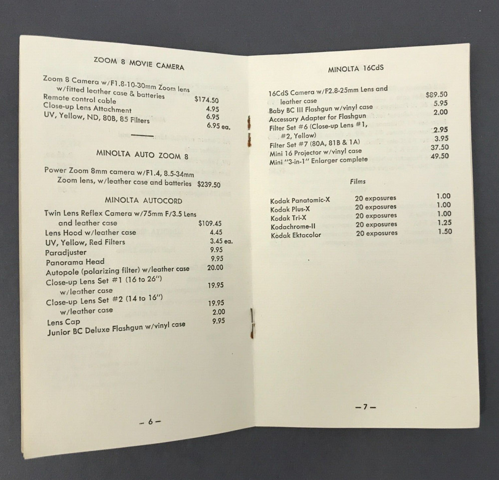 Minolta Price Reference Guide - 1964 - Collectable